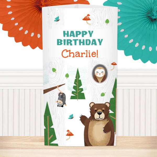 Wild Woodland Birthday Centerpiece, 10 inch Editable PDF Printable by Birthday Direct