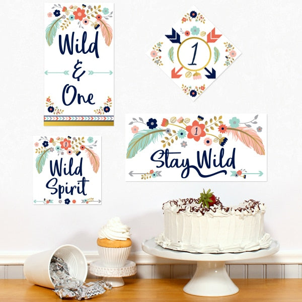 Boho 1st Birthday Sign Cutouts Wall Decoration, 8.5x11 Printable PDF by Birthday Direct