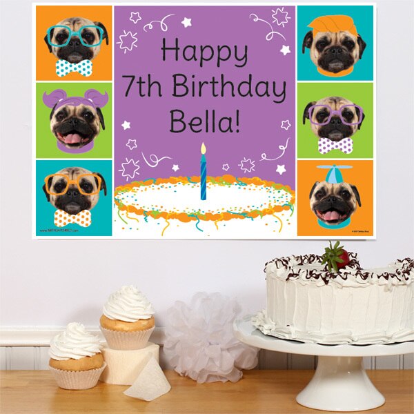 Dog Pug Party Sign, Editable PDF Printable by Birthday Direct