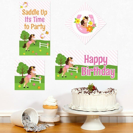 Playful Pony Birthday Sign Cutouts Wall Decoration, 8.5x11 Printable PDF by Birthday Direct