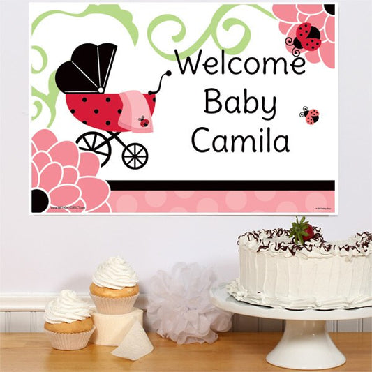 Little Ladybug Baby Shower Sign, Editable Canva Template by Birthday Direct