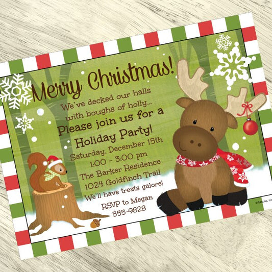 Christmas Woodland Party Invitation, 5x7-in, Editable PDF Printable by Birthday Direct