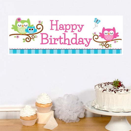 Little Owl Birthday Small Banner, 8.5x11 Printable PDF by Birthday Direct