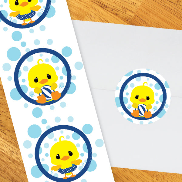 Little Ducky Party 2-in Circle, 8.5x11 Printable PDF by Birthday Direct