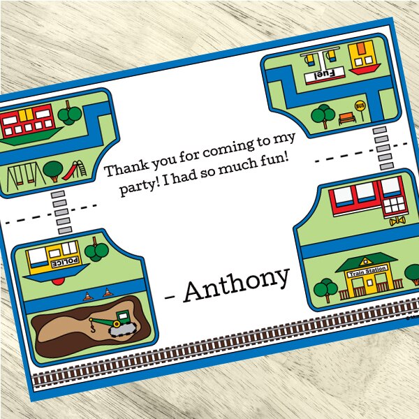 Main Street Party Thank You, 5x7-in, Editable PDF Printable by Birthday Direct