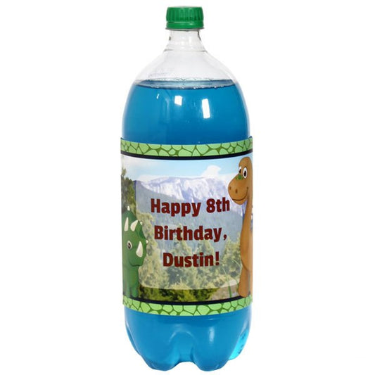 Dinosaur Friends Party 2-liter Bottle Label, 8.5x11 Editable PDF Printable by Birthday Direct