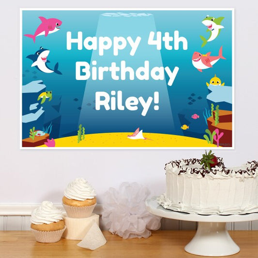 Shark Baby Party Sign, Editable PDF Printable by Birthday Direct