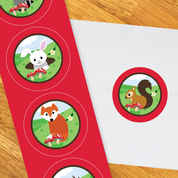 Woodland Animals Party 2-in Circle, 8.5x11 Printable PDF by Birthday Direct