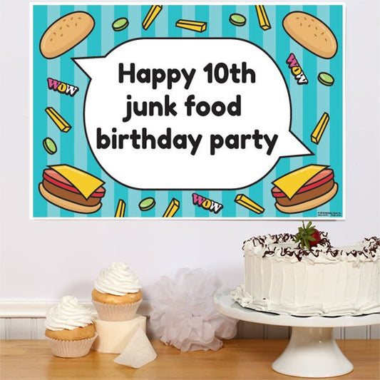 Hamburger Party Sign, Editable PDF Printable by Birthday Direct