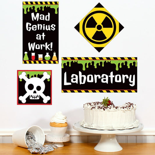 Mad Slime Scientist Party Sign Cutouts Wall Decoration, Editable Canva Template by Birthday Direct