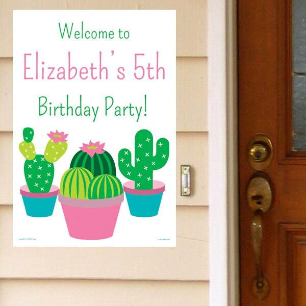 Cactus Party Door Greeter, Editable PDF Printable by Birthday Direct