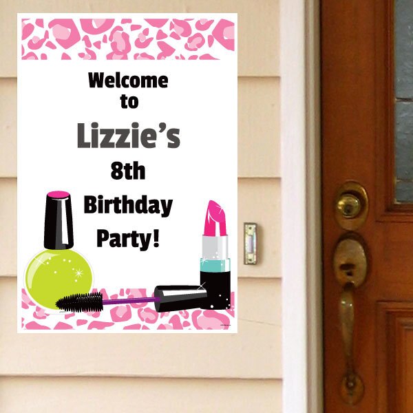 Glamour Makeup Party Door Greeter, Editable PDF Printable by Birthday Direct