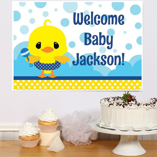 Little Ducky Baby Shower Sign, Editable PDF Printable by Birthday Direct