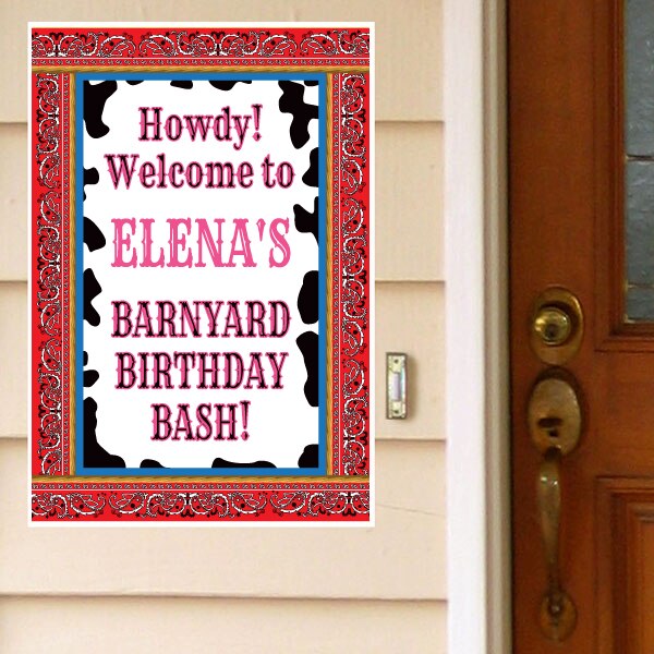 Little Cowpoke Girl Party Door Greeter, Editable PDF Printable by Birthday Direct