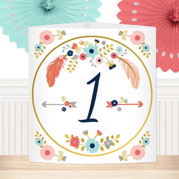 Boho 1st Birthday Centerpiece, Editable Canva Template by Birthday Direct