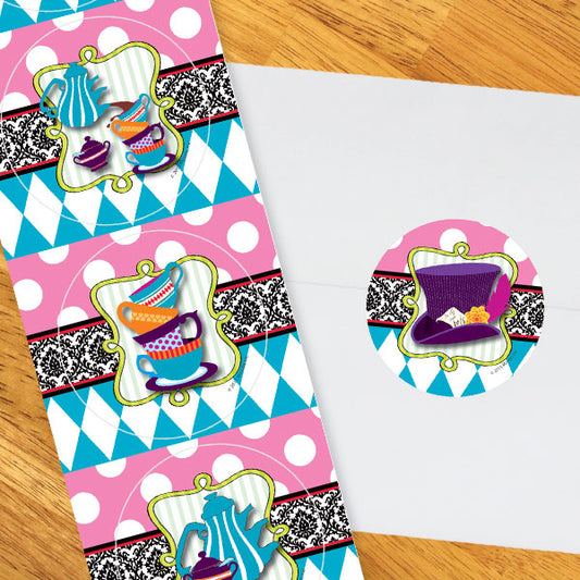 Mad Hatter Tea Party 2-in Circle, 8.5x11 Printable PDF by Birthday Direct