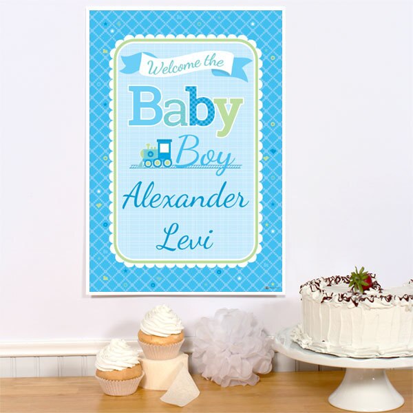 Welcome Boy Baby Shower Sign, Editable PDF Printable by Birthday Direct