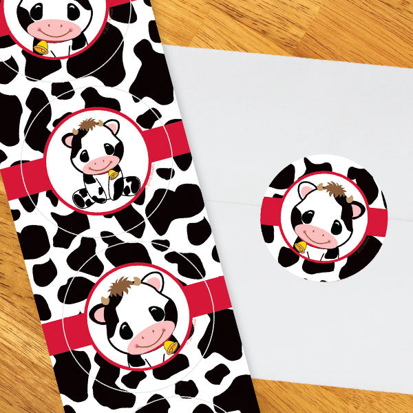 Little Cow Party 2-in Circle, 8.5x11 Printable PDF by Birthday Direct