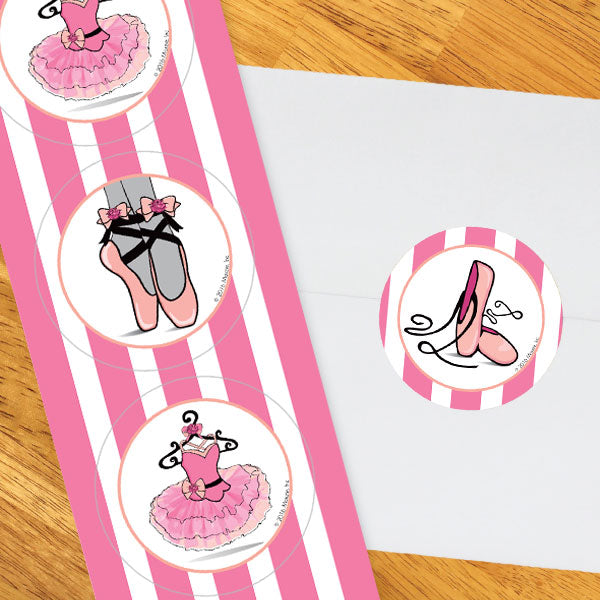 Ballerina Party 2-in Circle, 8.5x11 Printable PDF by Birthday Direct