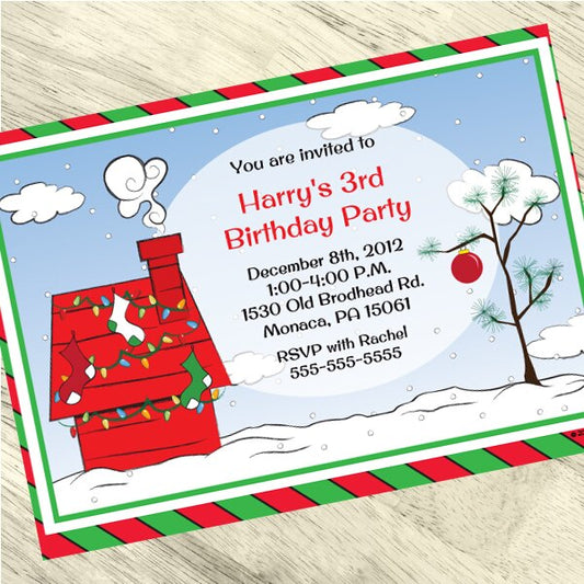 Christmas Peace and Joy Party Invitation, 5x7-in, Editable PDF Printable by Birthday Direct