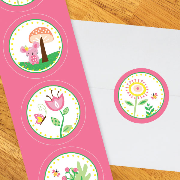 Little Garden Party 2-in Circle, 8.5x11 Printable PDF by Birthday Direct