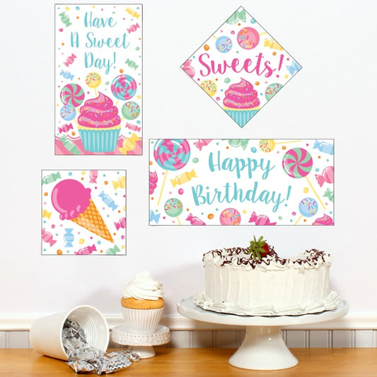 Candy Birthday Sign Cutouts Wall Decoration, 8.5x11 Printable PDF by Birthday Direct