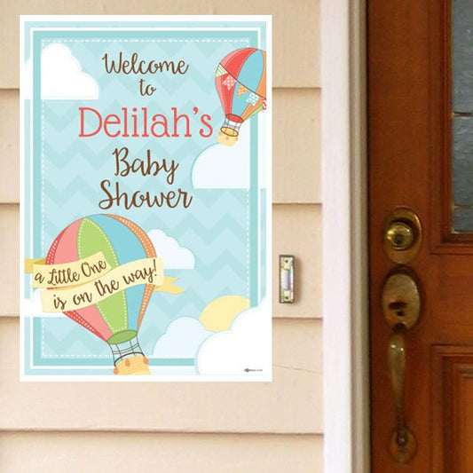 Hot Air Balloon Baby Shower Door Greeter, Editable PDF Printable by Birthday Direct