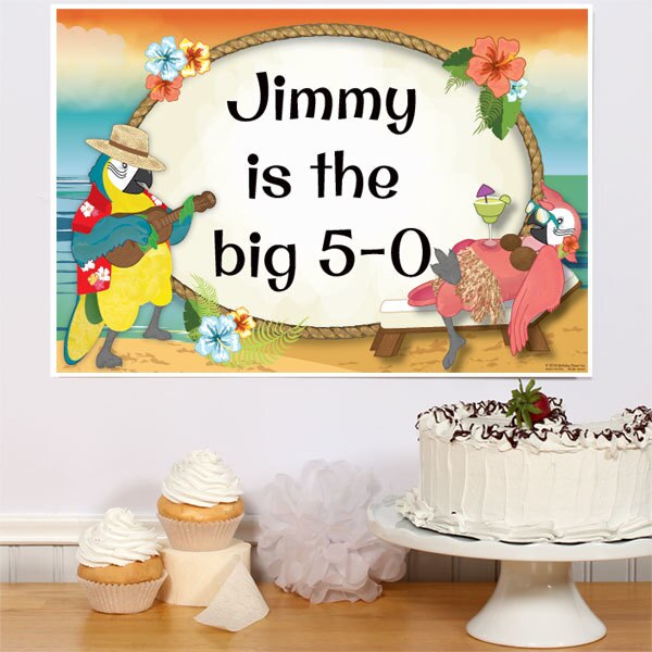 Parrot in Paradise Party Sign, Editable PDF Printable by Birthday Direct