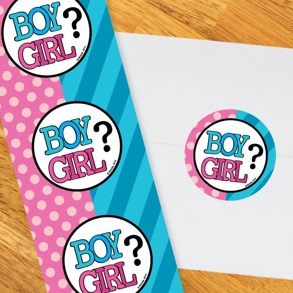 Bow or Bowtie Gender Reveal 2-in Circle, 8.5x11 Printable PDF by Birthday Direct