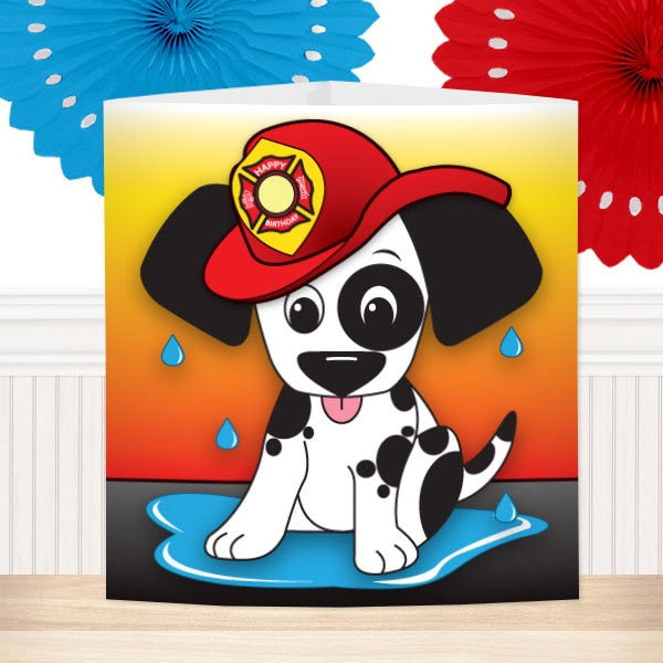 Firefighter Puppy Party Centerpiece, 8.5x11 Printable PDF by Birthday Direct