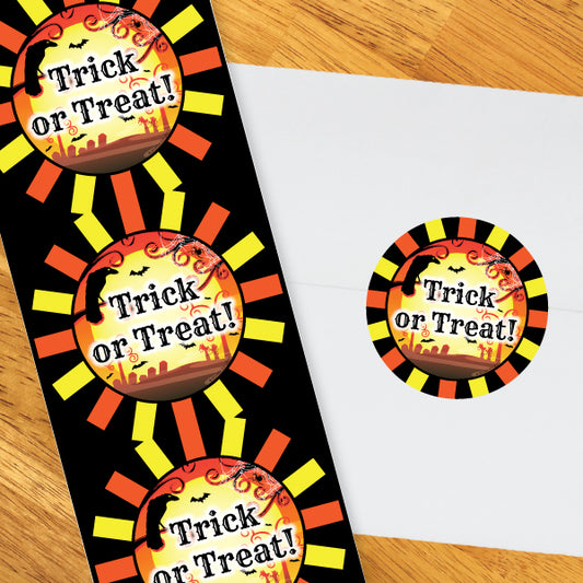 Halloween Vintage Party 2-in Circle, 8.5x11 Printable PDF by Birthday Direct