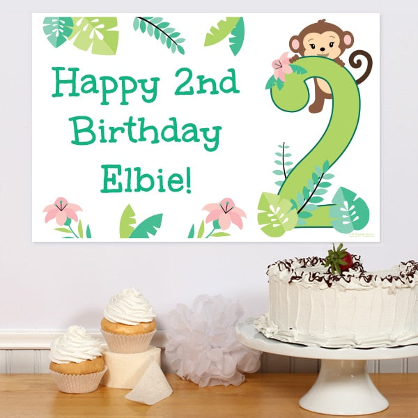 Little Monkey 2nd Birthday Sign, Editable PDF Printable by Birthday Direct