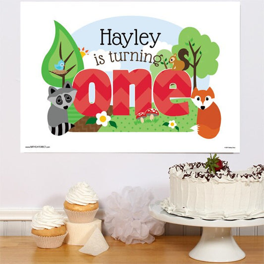 Woodland Animals 1st Birthday Sign, Editable PDF Printable by Birthday Direct