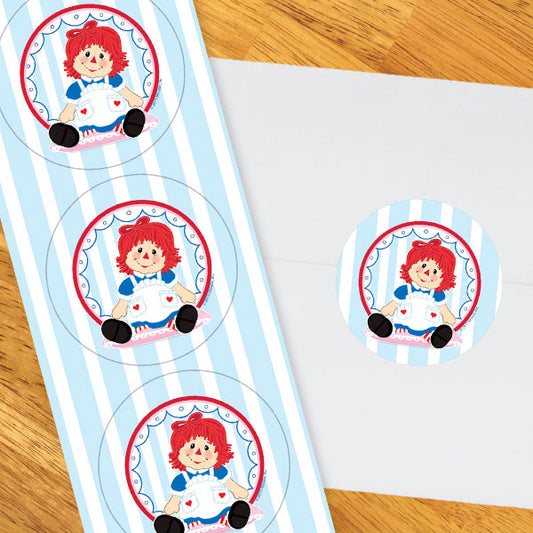 Raggedy Ann Party 2-in Circle, 8.5x11 Printable PDF by Birthday Direct