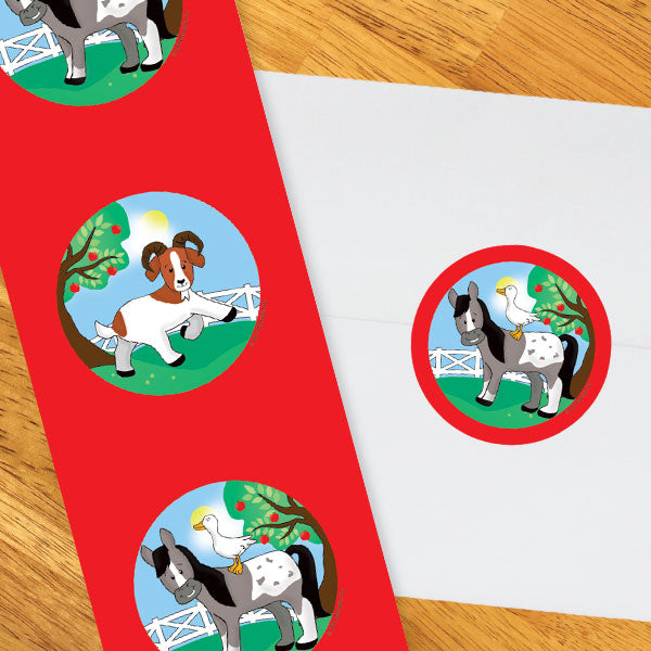 On the Farm Party 2-in Circle, 8.5x11 Printable PDF by Birthday Direct