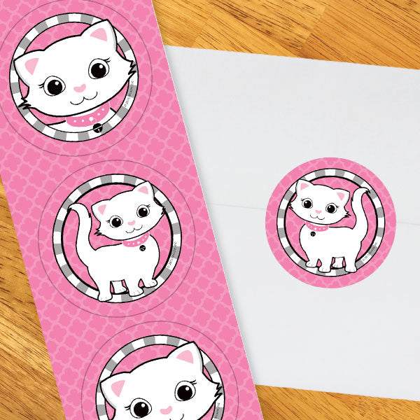 Paris French Kitten Party 2-in Circle, Editable Canva Template by Birthday Direct