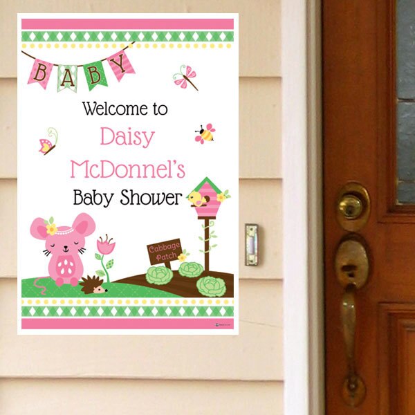 Little Garden Baby Shower Door Greeter, Editable PDF Printable by Birthday Direct