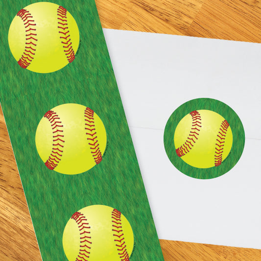 Softball Party 2-in Circle, 8.5x11 Printable PDF by Birthday Direct