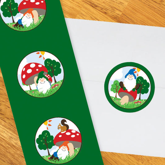 Woodland Gnome Party 2-in Circle, 8.5x11 Printable PDF by Birthday Direct