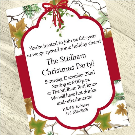 Camouflage Christmas Party Invitation, 5x7-in, Editable PDF Printable by Birthday Direct