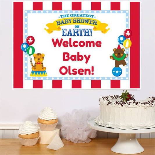 Big Top Circus Baby Shower Sign, Editable PDF Printable by Birthday Direct