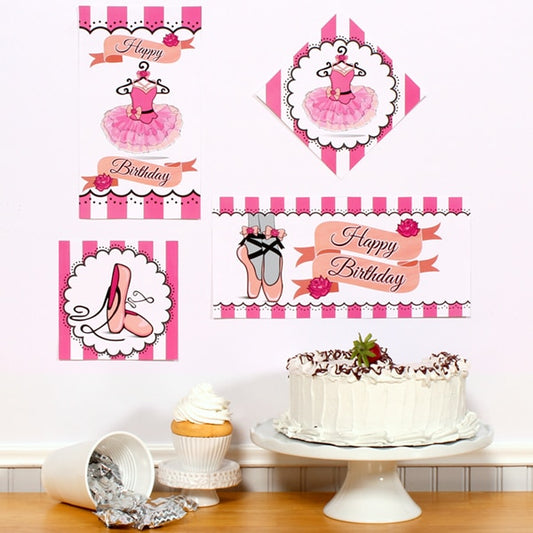 Ballerina Birthday Sign Cutouts Wall Decoration, 8.5x11 Printable PDF by Birthday Direct