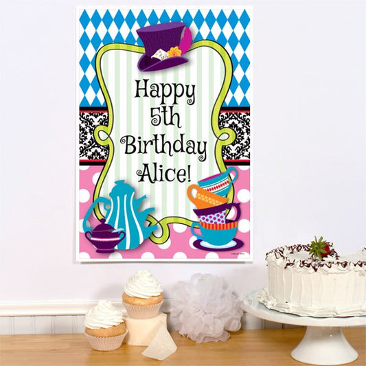 Mad Hatter Tea Party Sign, Editable PDF Printable by Birthday Direct