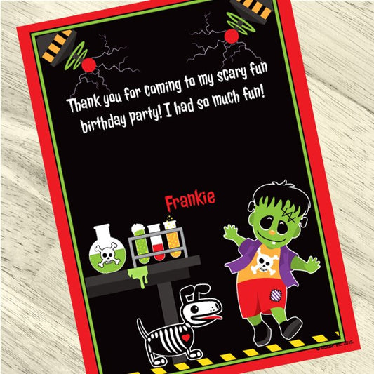 Mad Slime Scientist Little Frankie Party Thank You, 5x7-in, Editable PDF Printable by Birthday Direct