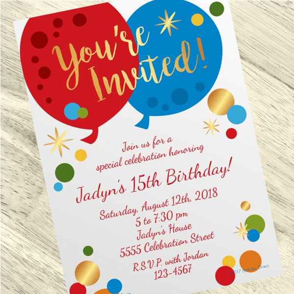 Bright Birthday Party Invitation, 5x7-in, Editable PDF Printable by Birthday Direct