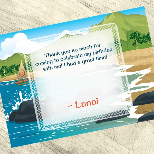 Polynesian Island Party Thank You, 5x7-in, Editable PDF Printable by Birthday Direct