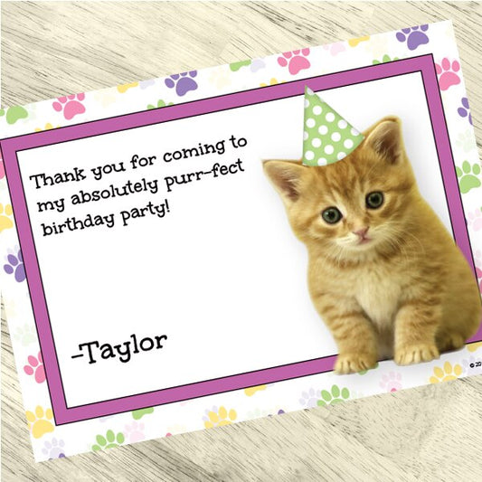 Little Kitten Party Thank You, 5x7-in, Editable PDF Printable by Birthday Direct