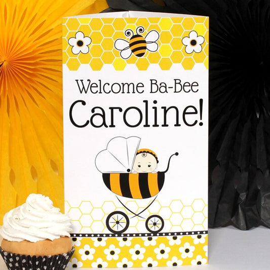 Bumble Bee Baby Shower Centerpiece, 10 inch Editable PDF Printable by Birthday Direct