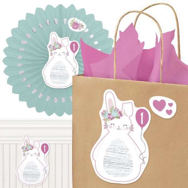 Little Bunny 1st Birthday Cutout Decorations, Printable PDF by Birthday Direct