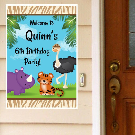 Jungle Animals Party Door Greeter, 8.5x11 Editable PDF Printable by Birthday Direct